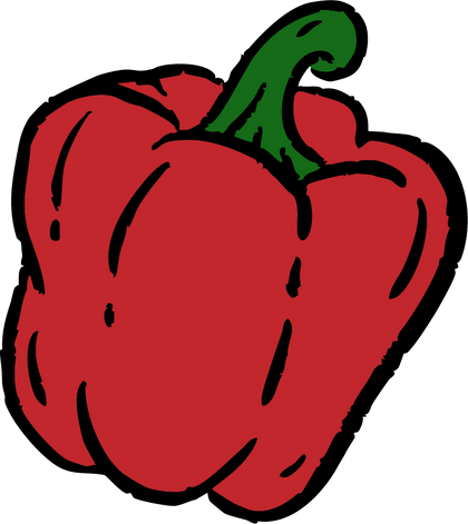 Red pepper with a green stem