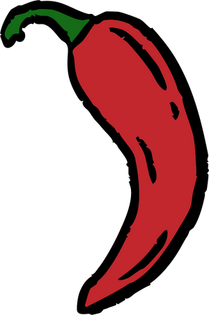 Red chili pepper with a green stem